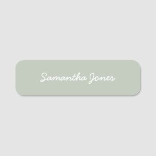Porte-nom Script minimaliste moderne vert sauge simple