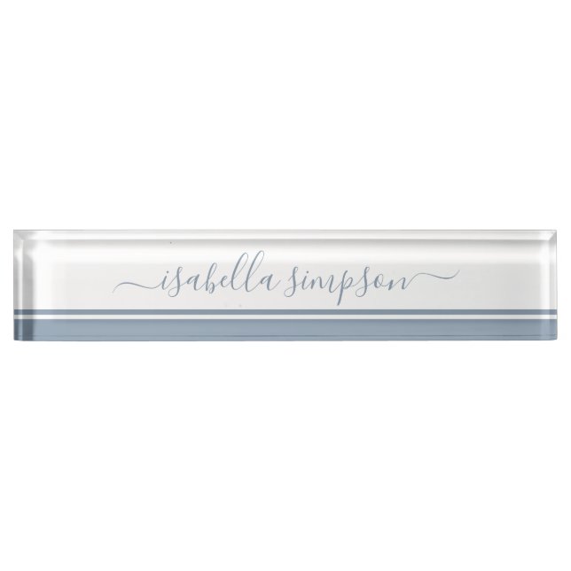 Porte-nom Script moderne élégant Girly Professional Grey (Devant)