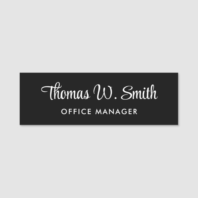 Porte-nom Script moderne noir professionnel (Devant)