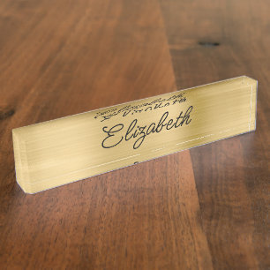 Porte-nom Script Monoline Stylisé Light Gold