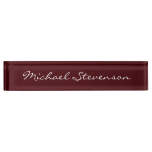 Porte-nom Script professionnel moderne rouge Business Namepl