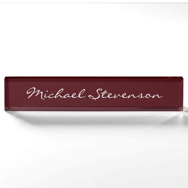 Porte-nom Script professionnel moderne rouge Business Namepl (Devant)