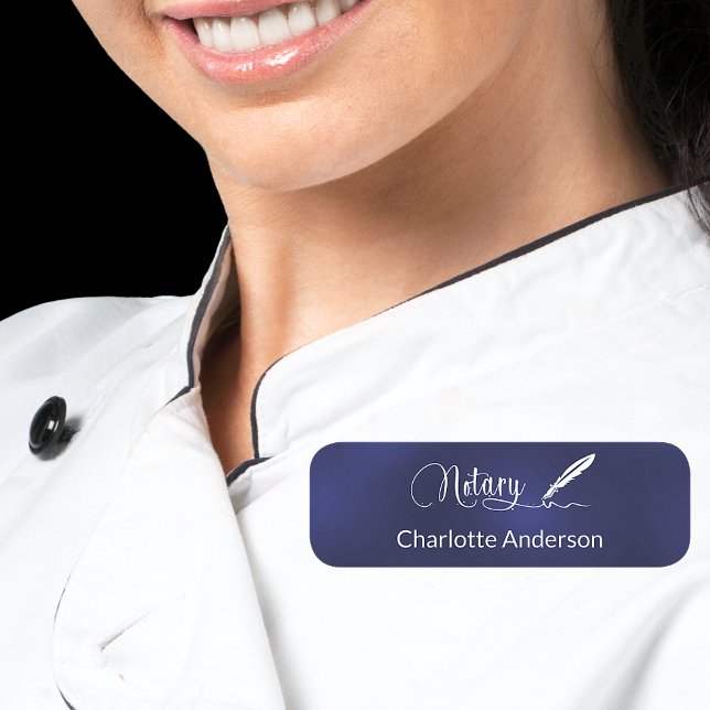 Porte-nom Script stylo noir bleu marine élégant blanc (Créateur téléchargé)