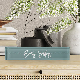 Porte-nom Script Turquoise foncé et pointu