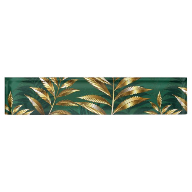 Porte-nom Seamless pattern with golden ferns (Devant)