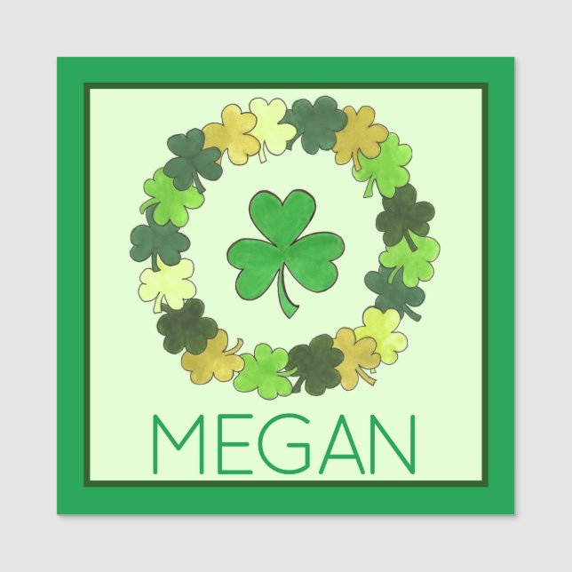 Porte-nom Shamrock vert Wreath Lucky St. Patrick's Day (Devant)