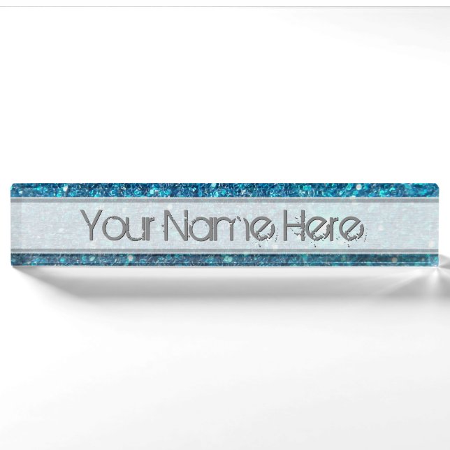 Porte-nom Shine bleu extravagant (Devant)