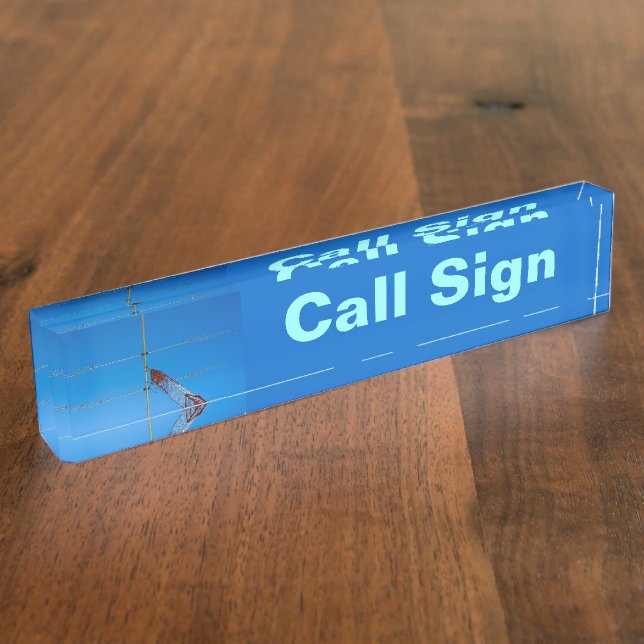Porte-nom Signal d'appel radio amateur et antenne 2 bleu bg (Taille)