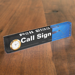 Porte-nom Signal d'appel radio amateur et antenne et horloge