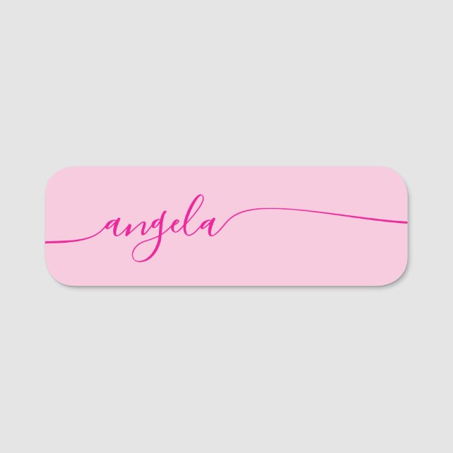 Porte-nom Signature de verre rose chaud (Devant)