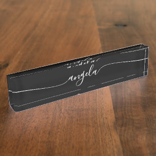 Porte-nom Signature en noir et blanc