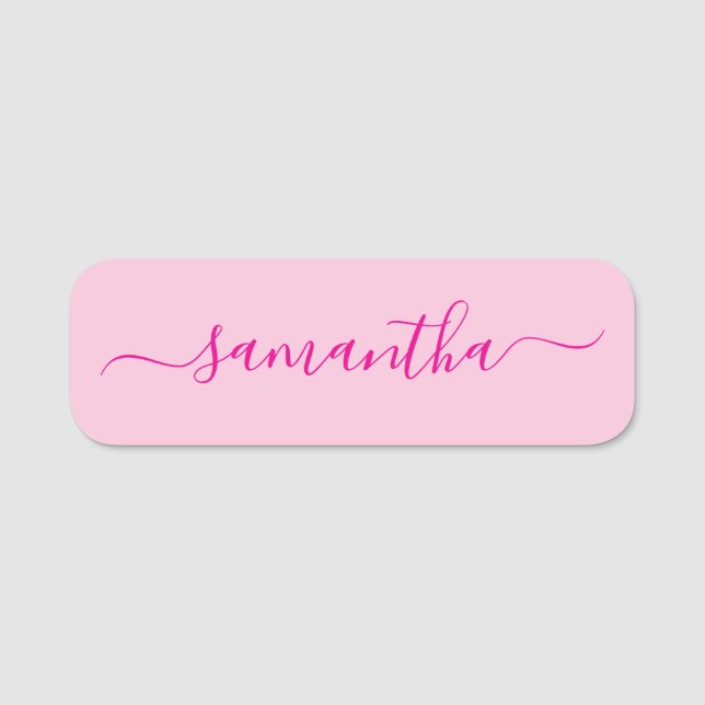 Porte-nom Signature Fille Rose Chaud (Devant)
