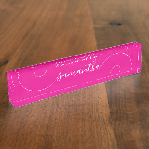 Porte-nom Signature rose et blanc chaud