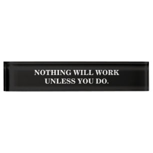 Porte-nom Signe de motivation moderne noir et blanc