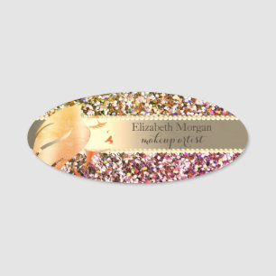 Porte-nom Silhouette de visage de fille Chic Glitter