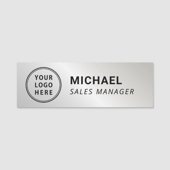 Porte-nom Silver Logo Simple (Devant)