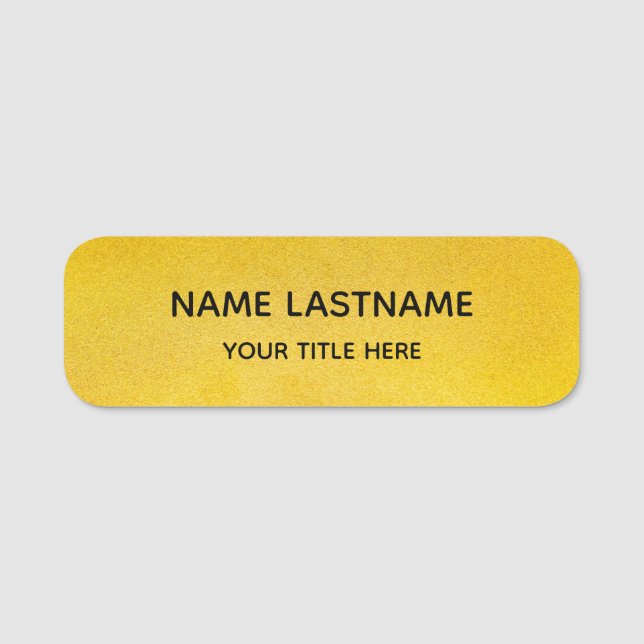 Porte-nom Simple Basic Faux Gold Title Safety Pin Magnetic (Devant)