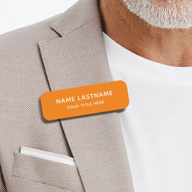 Porte-nom Simple Basique Orange Titre Sécurité Pin Magnétiqu (Créateur téléchargé)