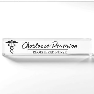 Porte-nom Simple Caduceus Custom Doctor Nurse