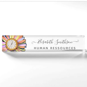 Porte-nom Simple Elegant Daisy Personnalisé Professionnel Fl