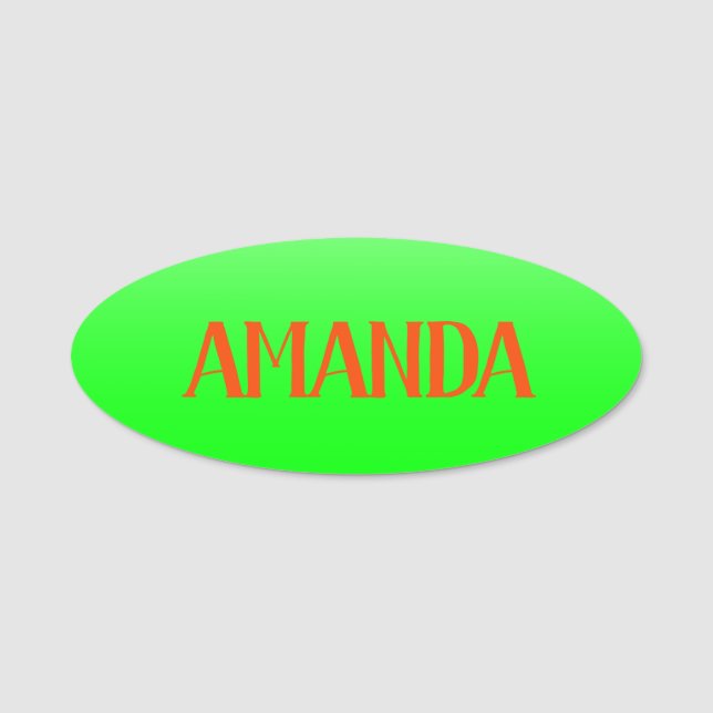 Porte-nom Simple et moderne Lime Green & Orange - Personnali (Devant)