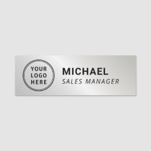Porte-nom Simple Logo Argent