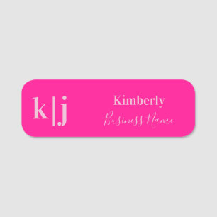 Porte-nom Simple Moderne Monogramme Employé Rose Chaud