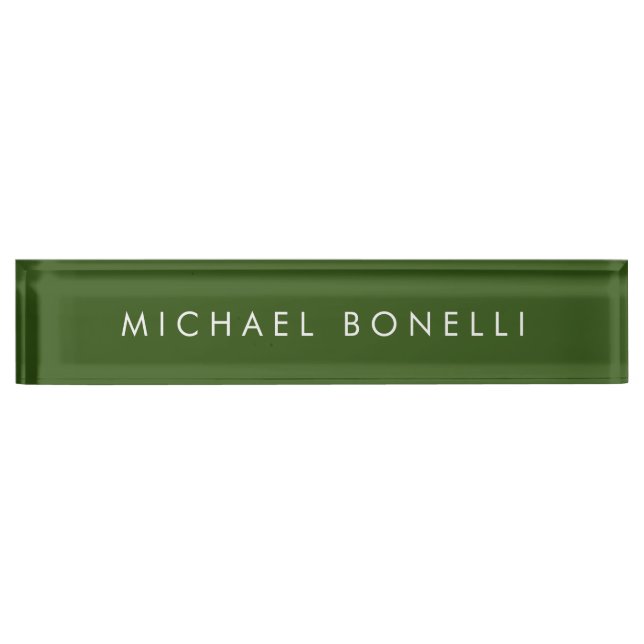 Porte-nom Simple Plain Minimal Élégant Vert Forêt Moderne (Devant)