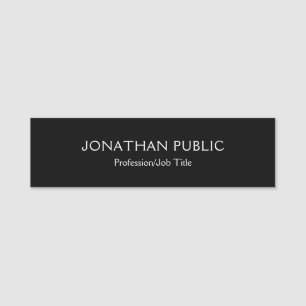 Porte-nom Simple professionnel de modèle blanc noir élégant