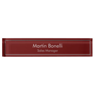 Porte-nom Simple simple rouge foncé moderne professionnel