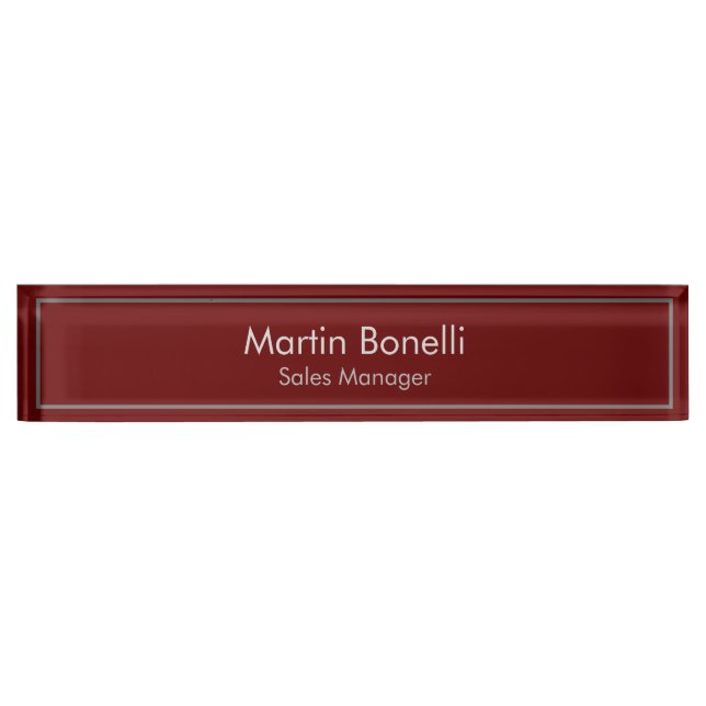 Porte-nom Simple simple rouge foncé moderne professionnel (Devant)