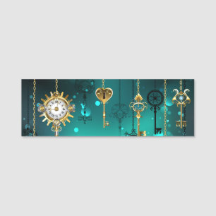 Porte-nom Skeleton Keys on Green Background