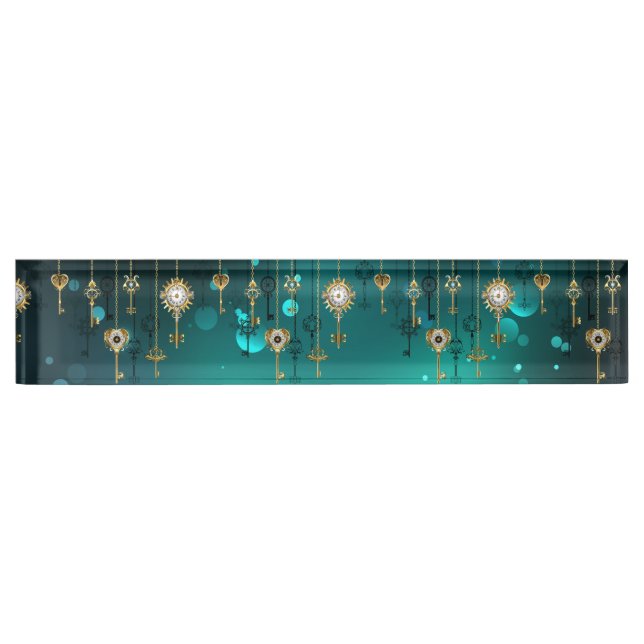 Porte-nom Skeleton Keys on Green Background (Devant)