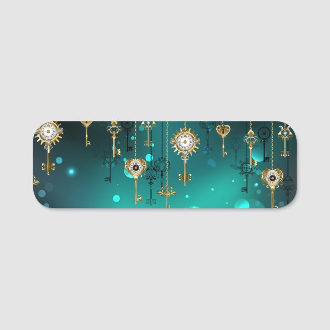 Porte-nom Skeleton Keys on Green Background (Devant)