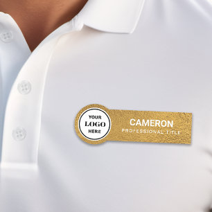Porte-nom Société Logo Cercle de Faux Papier D'or