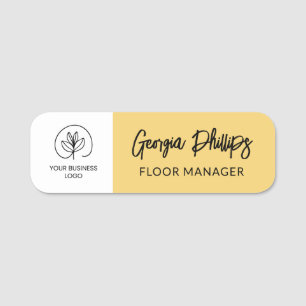 Porte-nom Soft Jaune & Blanc Votre logo d'entreprise