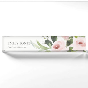 PORTE-NOM SOFT SUBTOR COULEUR LAVÉ ROSE BLANC ROSE FLORALE B
