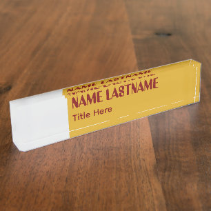 Porte-nom Solidago élégant & Marron nom personnalisé