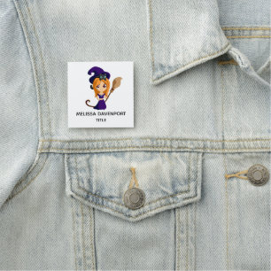 Porte-nom Sorcière mignonne en Casquette violet Halloween