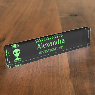 Porte-nom Sourire de Z ! Signe heureux de bureau d'humour de