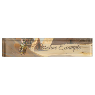 Porte-nom Souris exploratrice du désert Steampunk