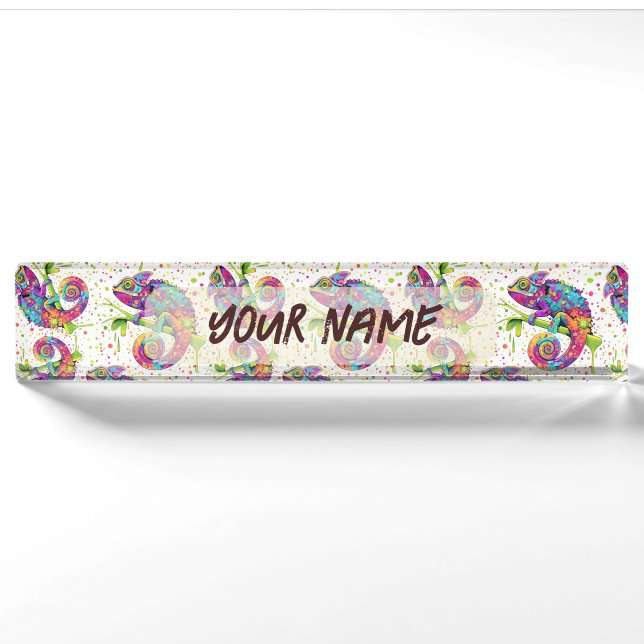 Porte-nom Style d'aquarelle des teintures Chameleon (Devant)