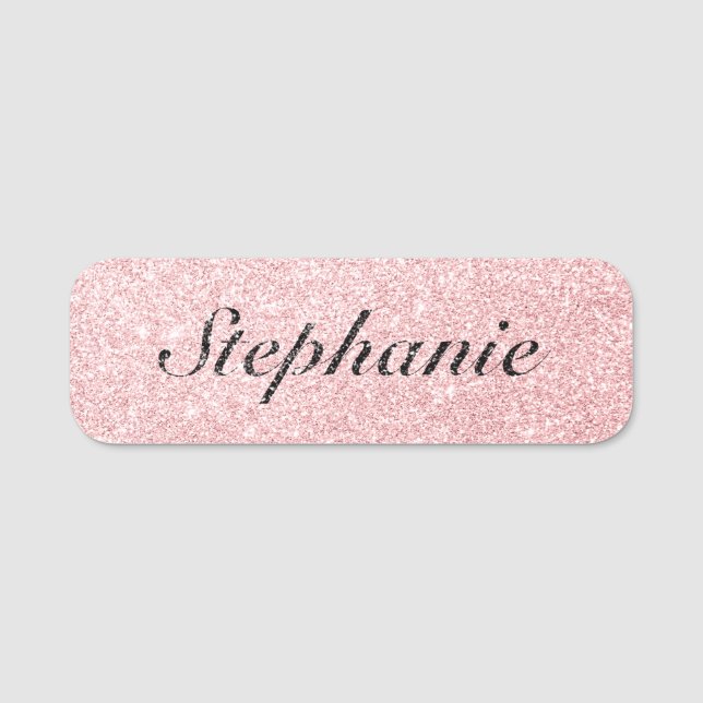 Porte-nom Style de Parties scintillant rose de nom personnal (Devant)