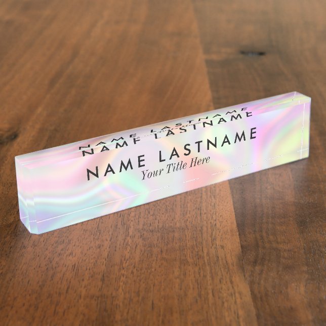 Porte-nom Style moderne Holographique couleurs pastel (Taille)