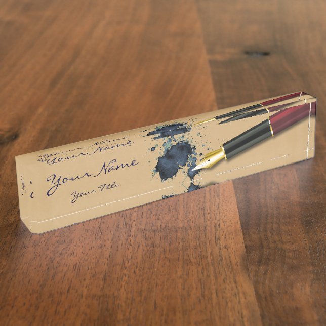 Porte-nom Stylo Fontaine de remplissage avec Ink Blot - Plaq (Taille)