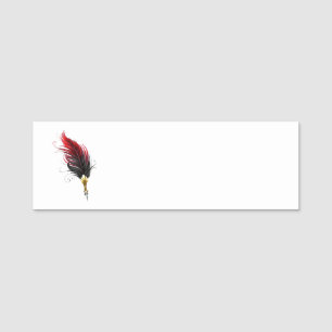 Porte-nom Stylo rouge en plumes avec nib or