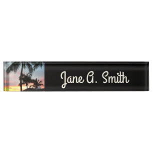 Porte-nom Sunset Palms Tropical Paysage Photographie