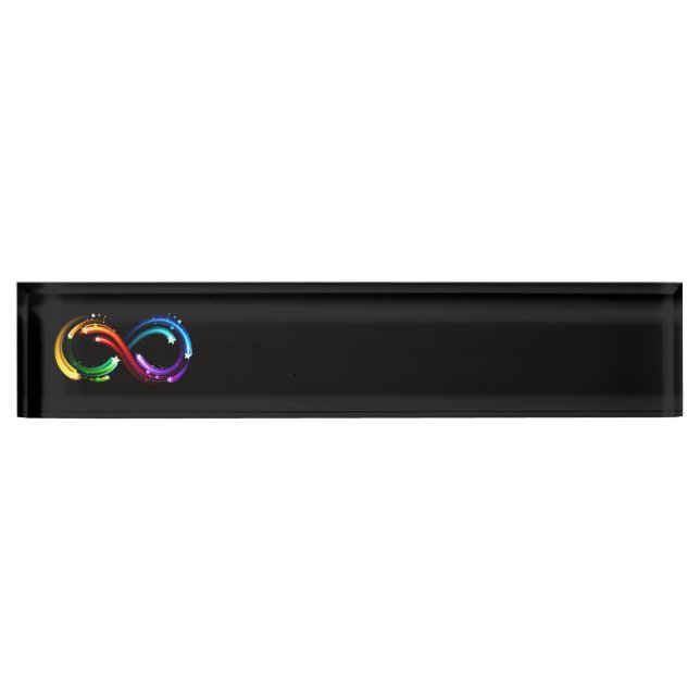 Porte-nom Symbole de l'infini des comètes arc-en-ciel (Devant)