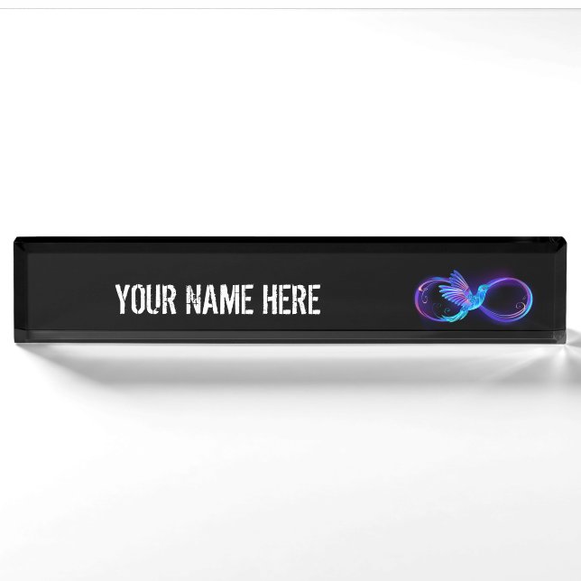 Porte-nom Symbole de Neon Infinity par Glowing Hummingbird (Devant)