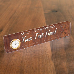 Porte-nom Symbole de zodiaque de Poissons dans le style en